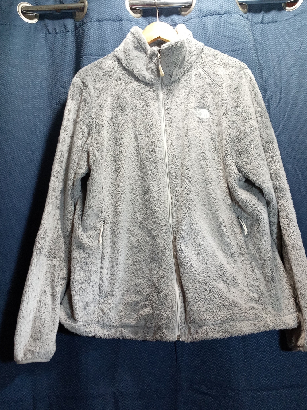 The North Face Light Gray Plush Teddy Fleece Jacket